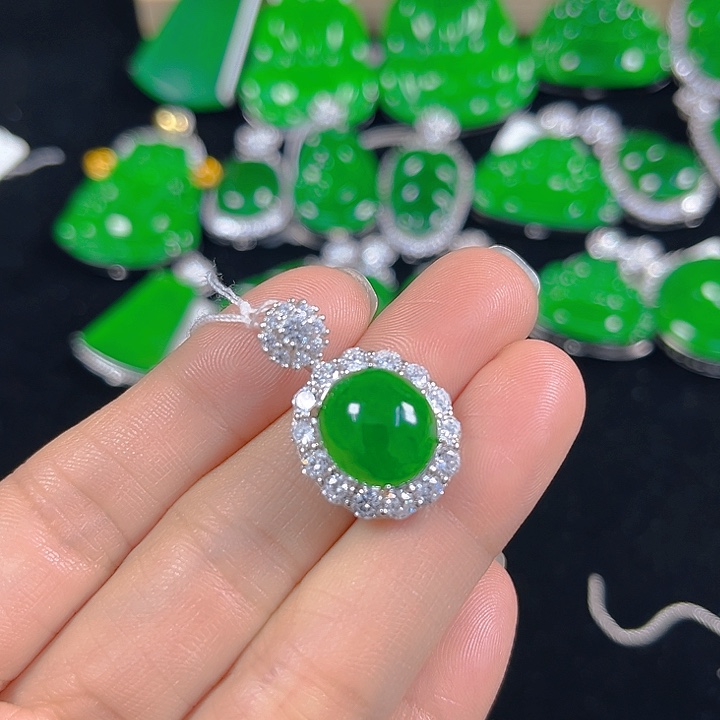 翡翠银S925镶嵌吊坠(不含链)