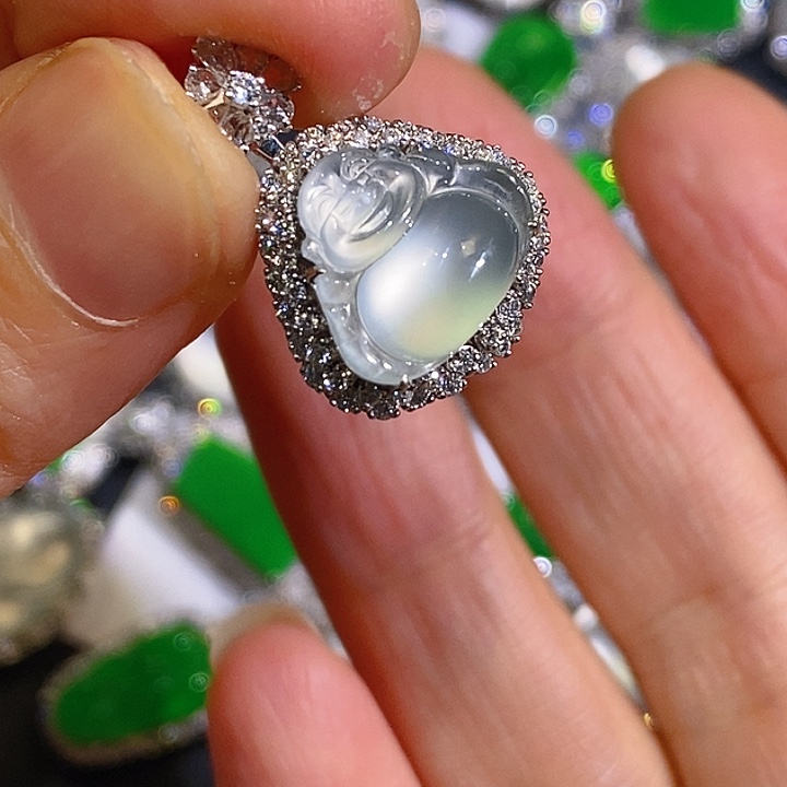 翡翠18K金镶嵌吊坠(不含链)