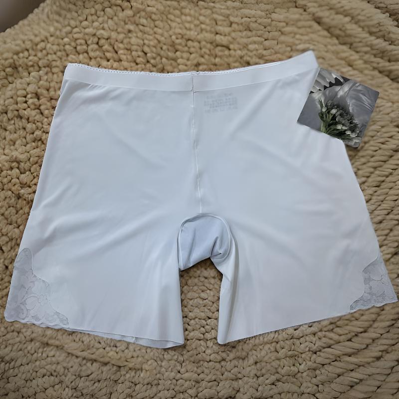 【清库存】夏季螺纹冰丝拼接蕾丝花边无痕舒适打底安全裤平角中腰