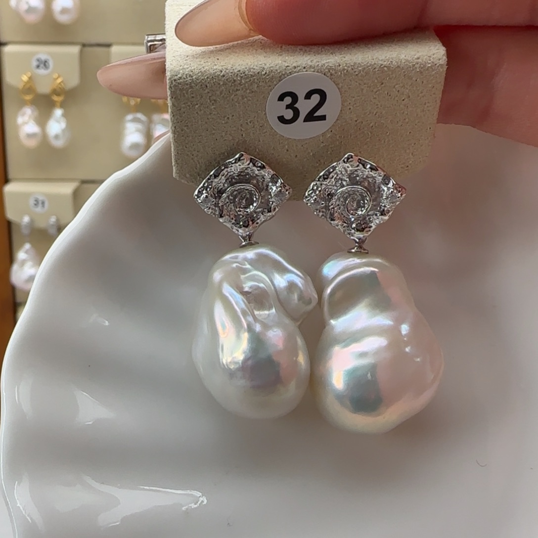 淡水珍珠耳饰银S925镶嵌