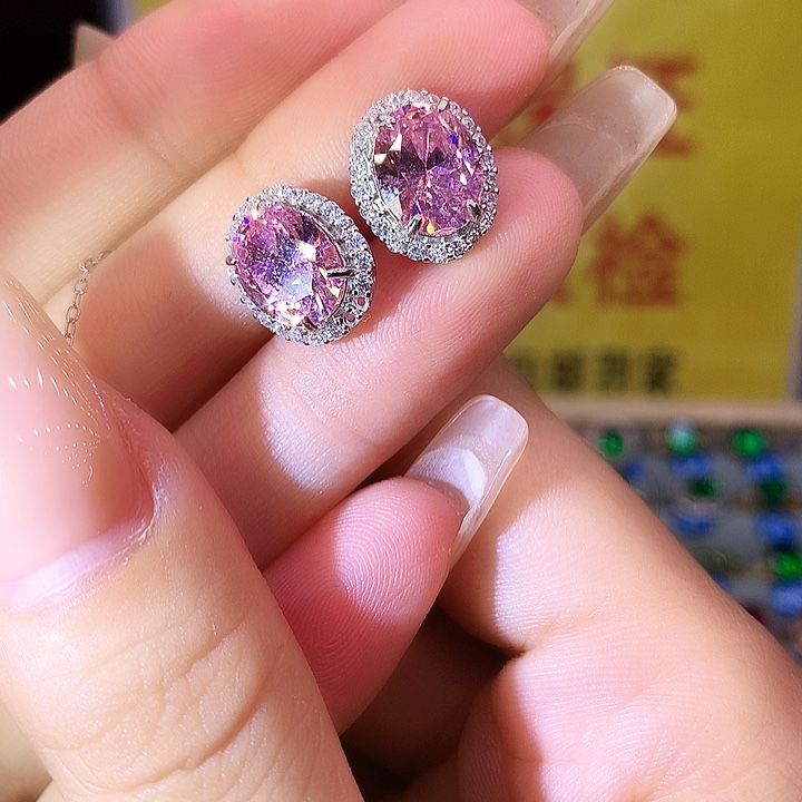 蓝宝石耳饰银S925镶嵌