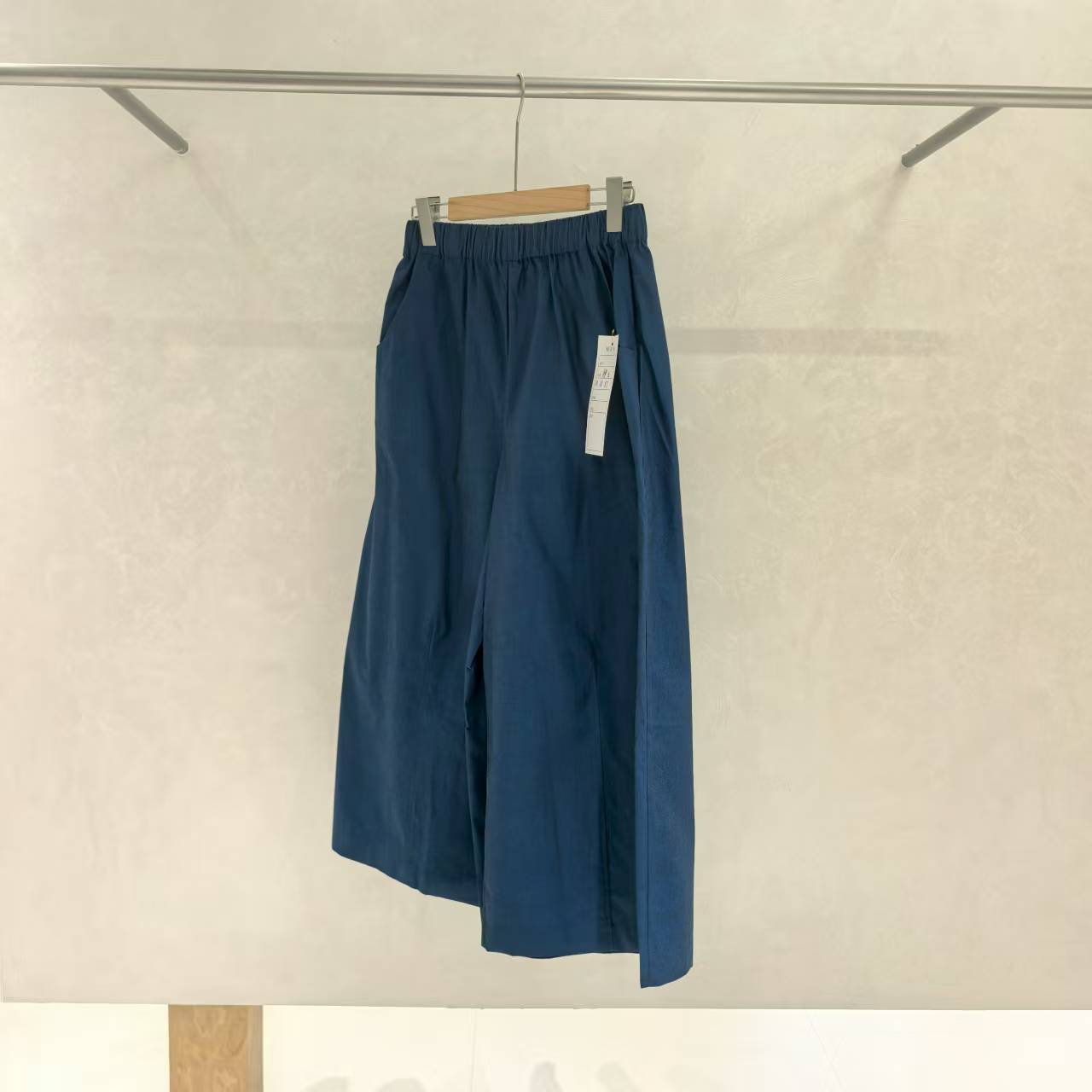 0417进口色织匹马棉轻薄高密水洗九分阔腿裤