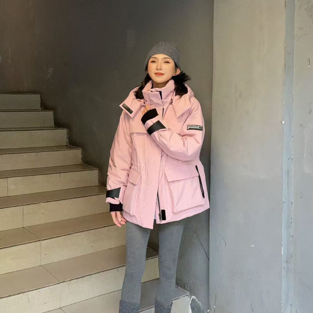 滑雪保暖可收腰户外休闲连帽羽绒服冬季防风