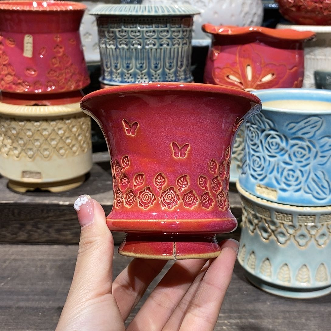 七里烧花盆1-17-180口径8