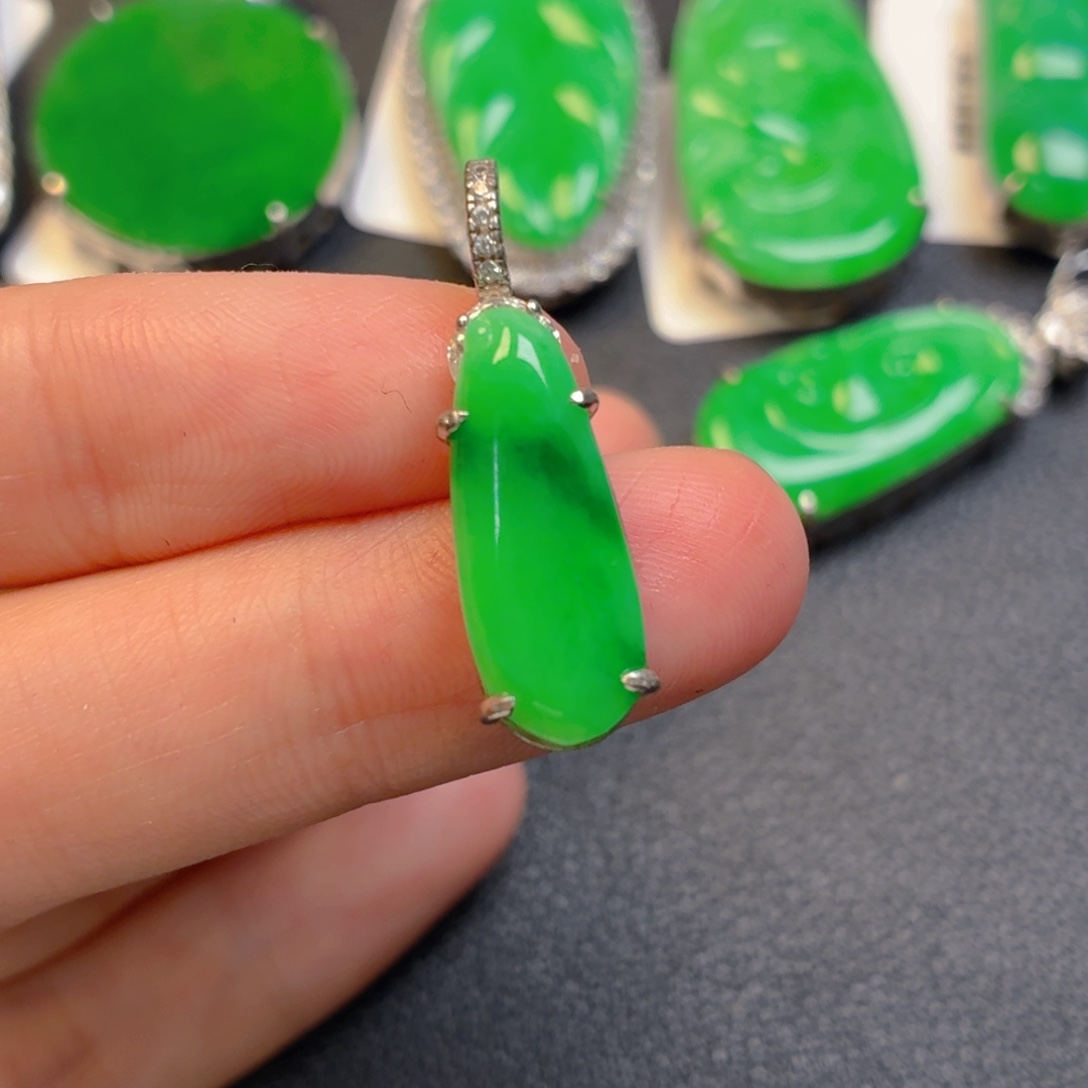 翡翠银S925镶嵌吊坠(不含链)