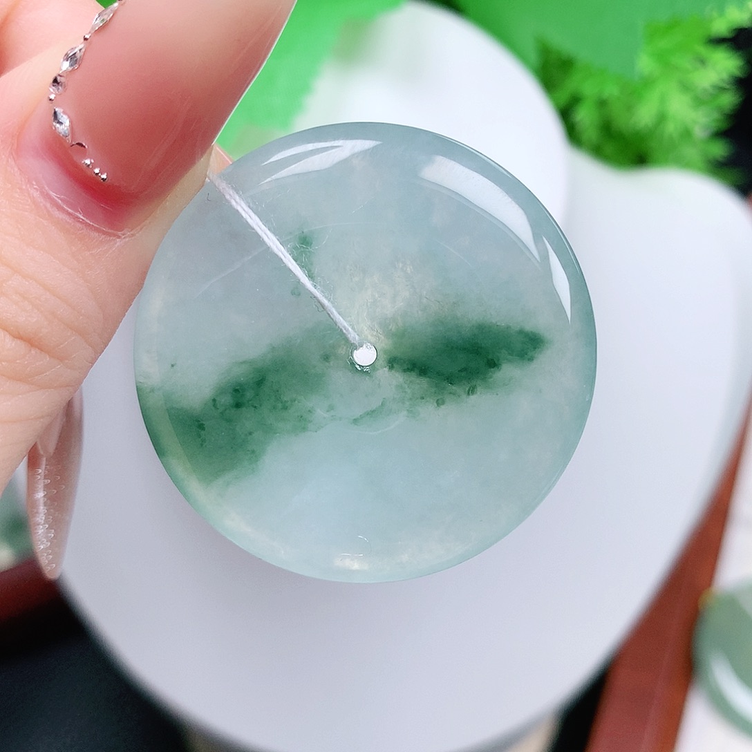 翡翠未镶嵌颈饰平安35.4-5