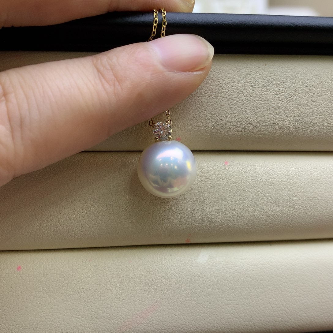 淡水珍珠吊坠(不含链)18K金镶嵌逆*