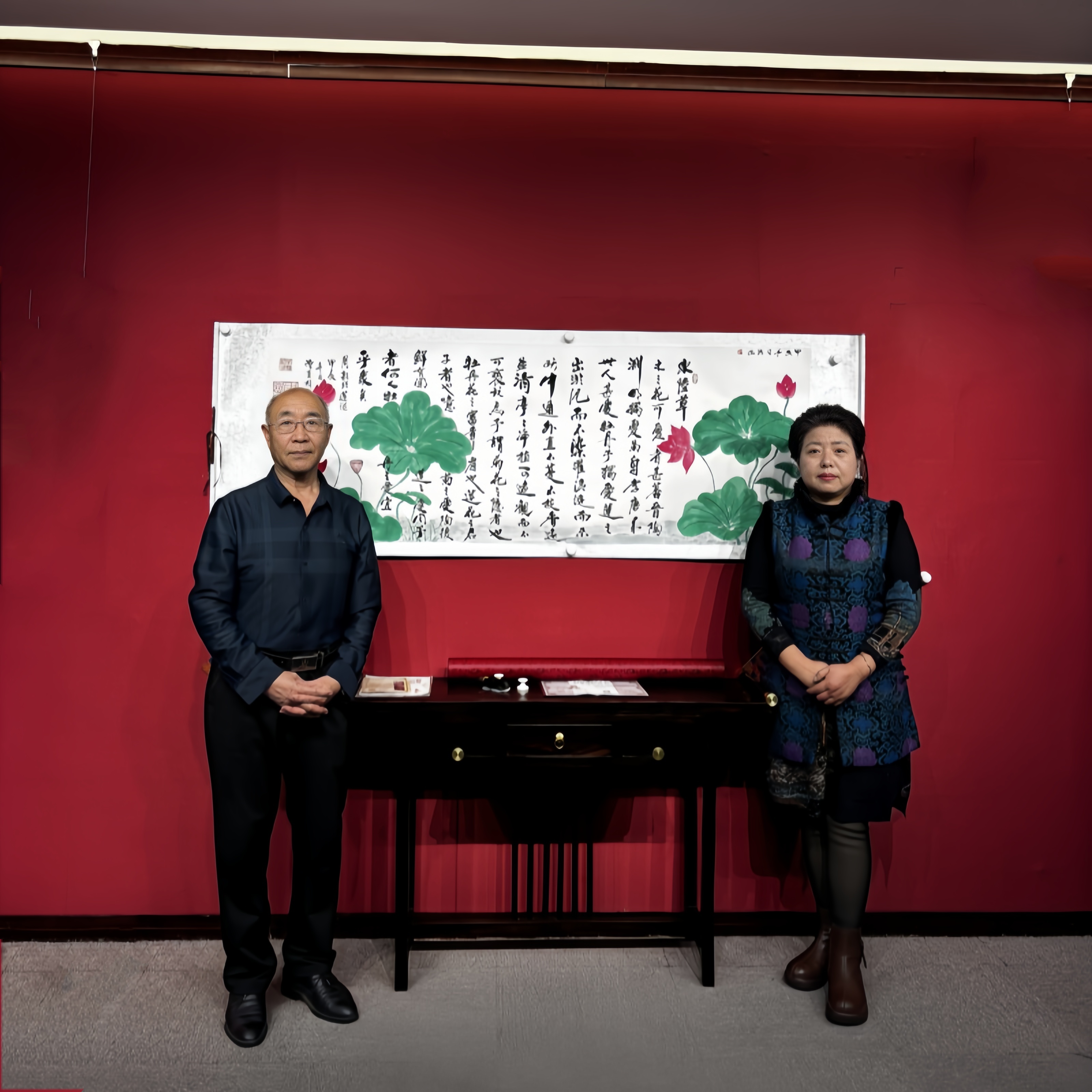 [爱莲说] 陈克林胡月英老师手写手绘书法字画180*70cm作品