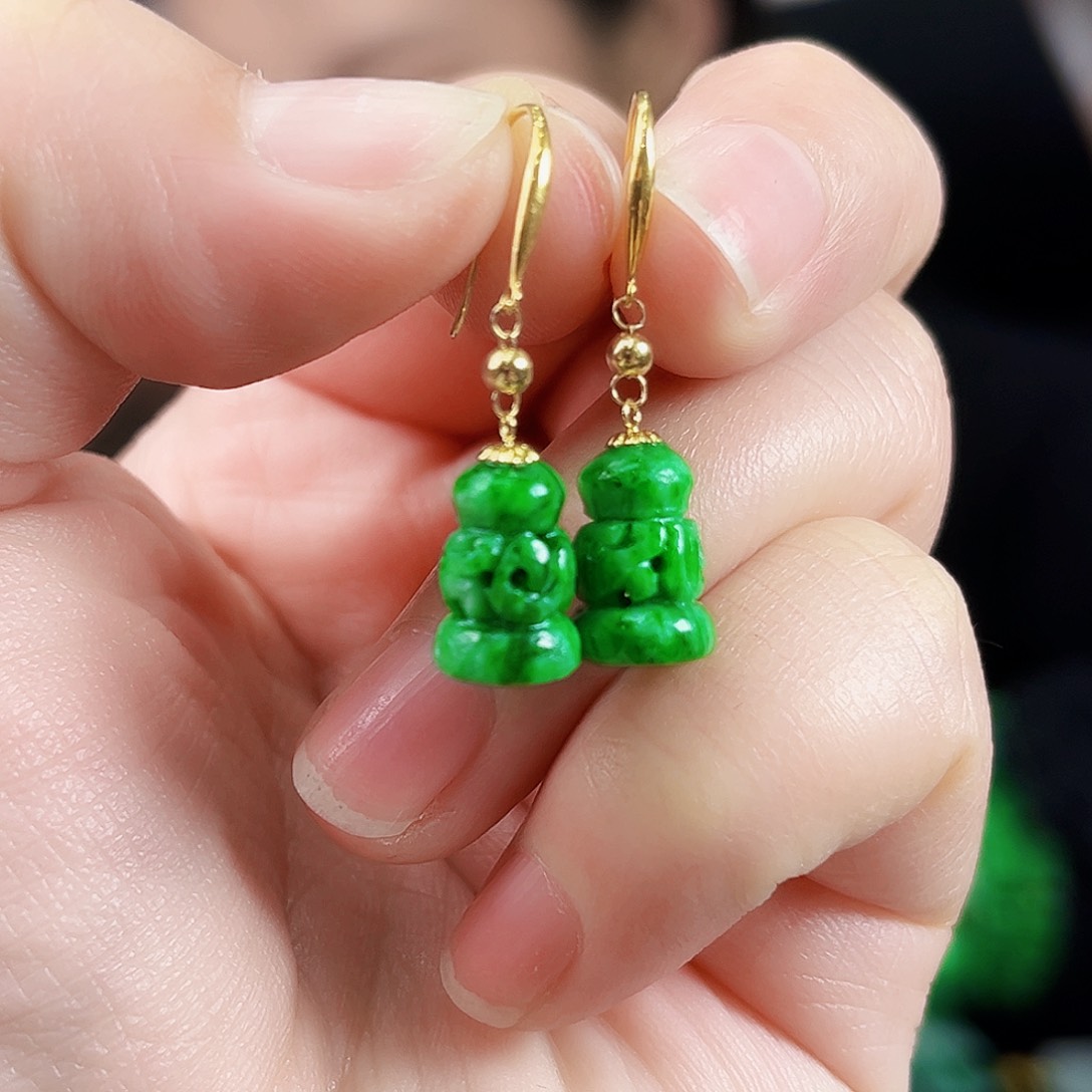 翡翠颈饰18K金镶嵌耳饰多样性发货