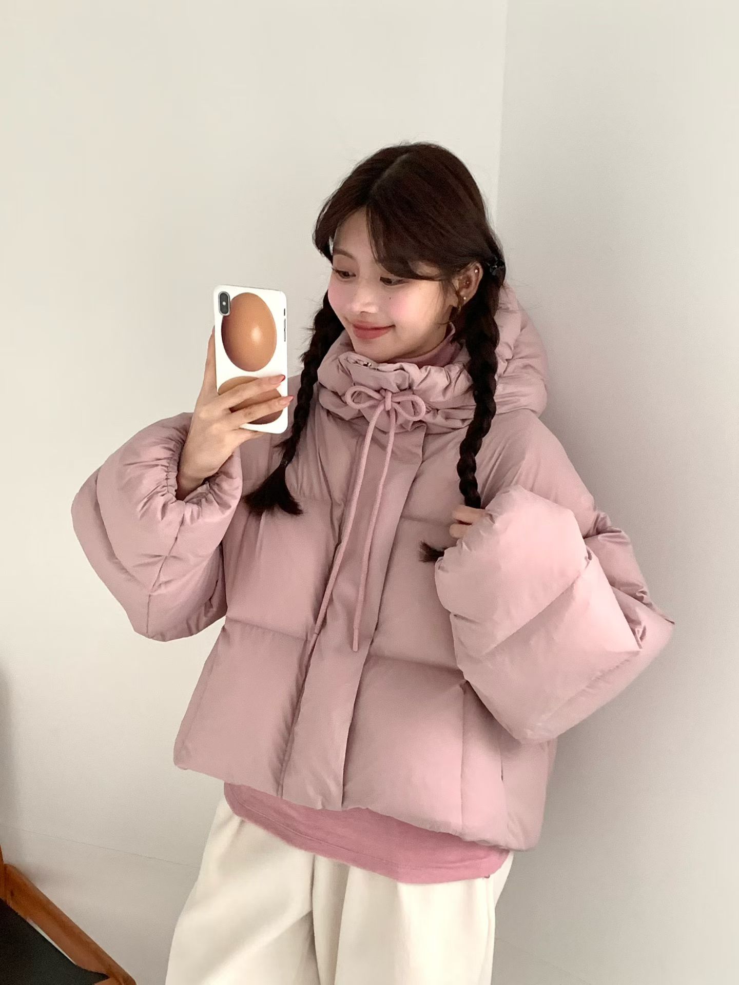韩国东大门egg鸡蛋家新品鹅绒服粉色 不可以7T
