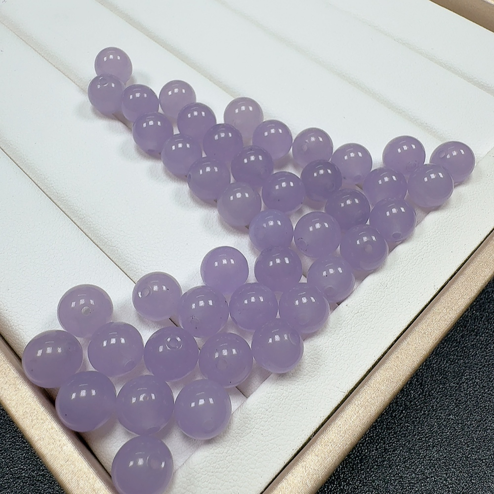 天然缅料A货 茄紫圆珠 8mm左右 多样性发一
