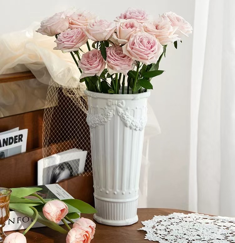 【如熙臻品】百搭奶白色手工陶瓷花瓶（实物以直播间展示为准）