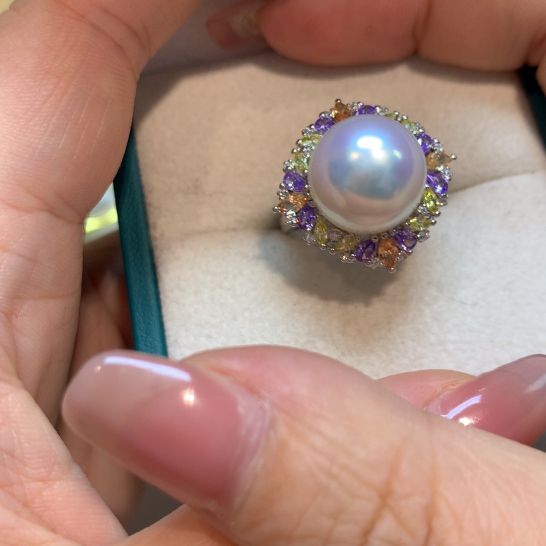 海水珍珠戒指银S925镶嵌