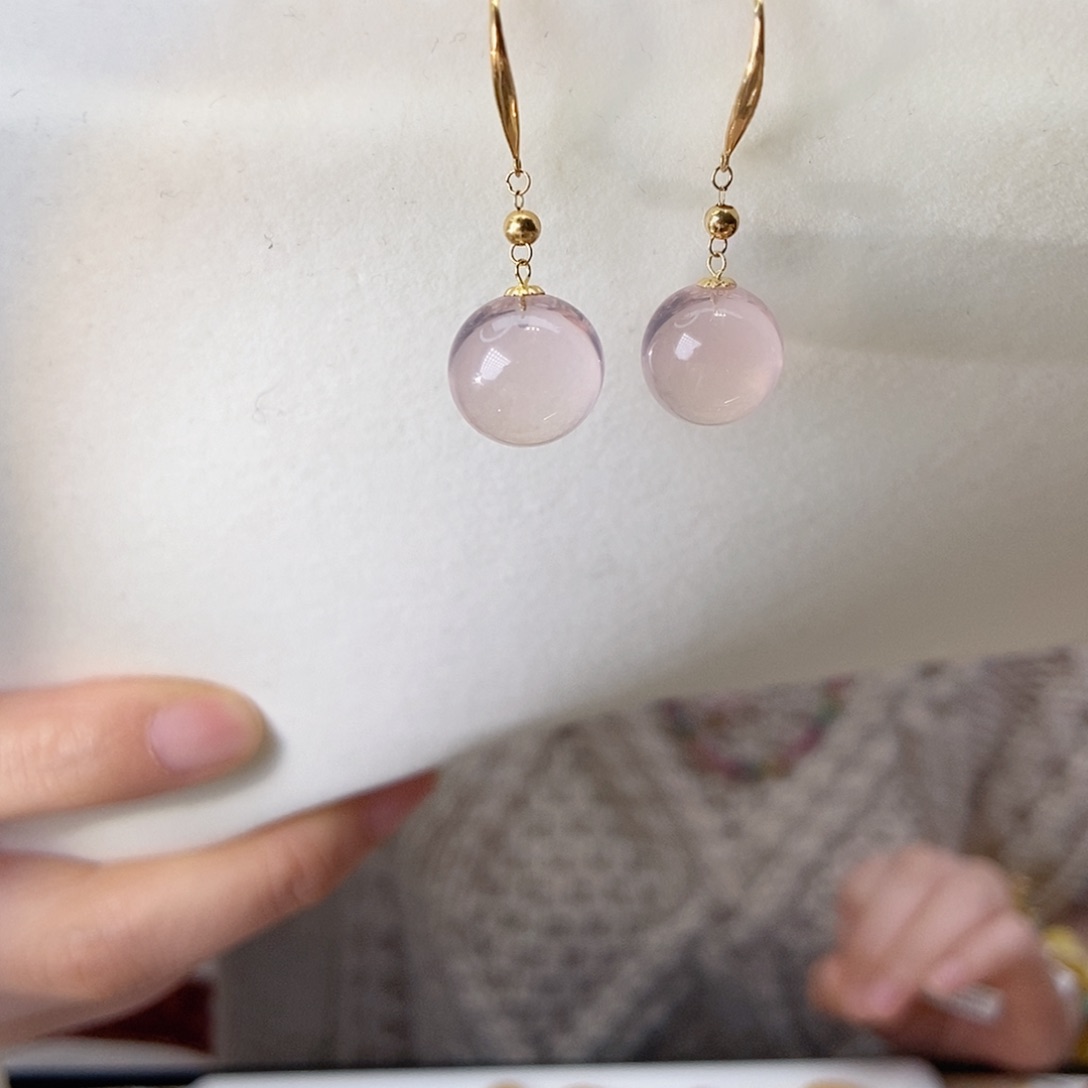 芙蓉石耳饰18K金镶嵌耳坠