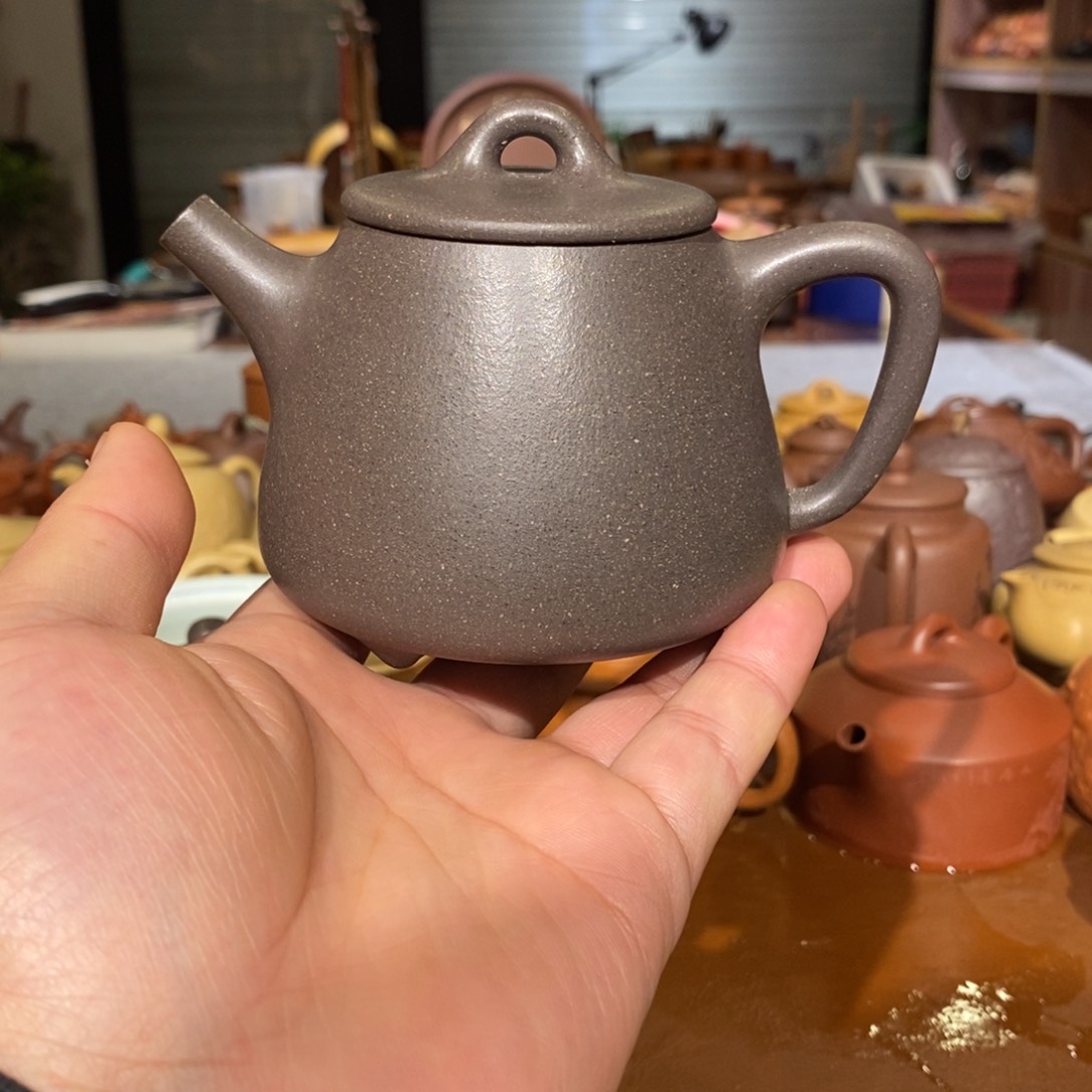紫砂茶壶原矿天青精工半手高石瓢240cc