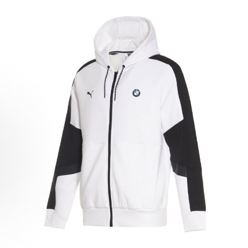 PUMA 宝马赛车系列 拼色长袖连帽夹克外套 男款 黑白色596097-02