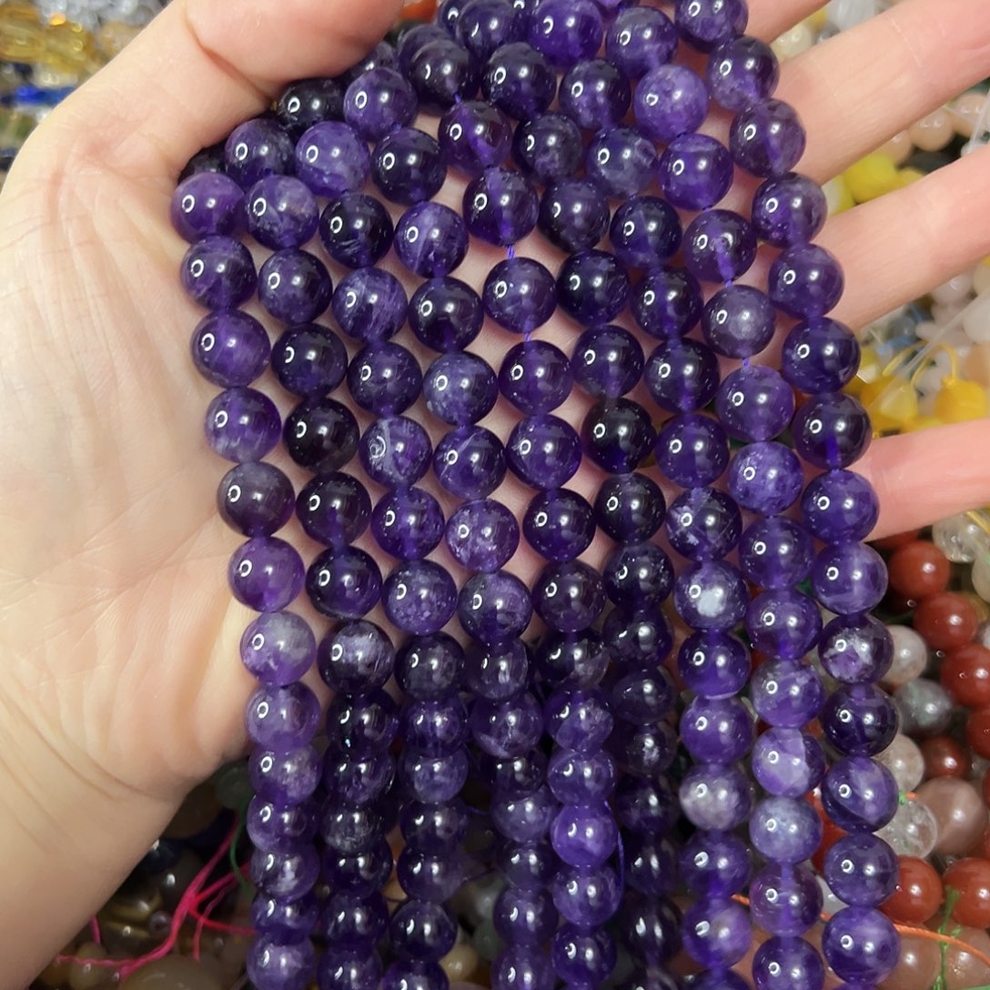 玛瑙/玉髓未镶嵌珠宝半成品，卡10紫水晶一条