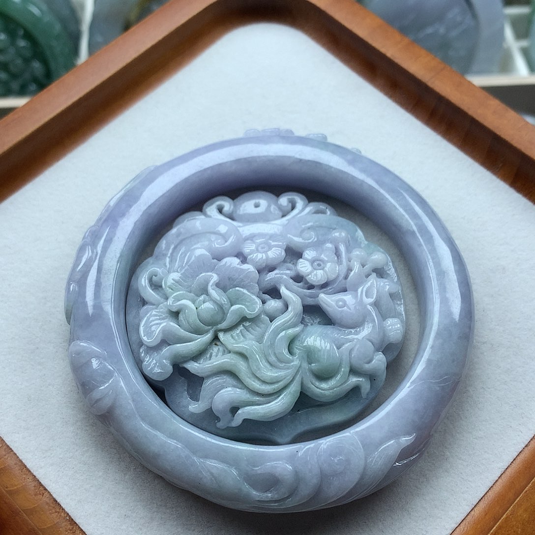 翡翠未镶嵌手镯复古风格59.9