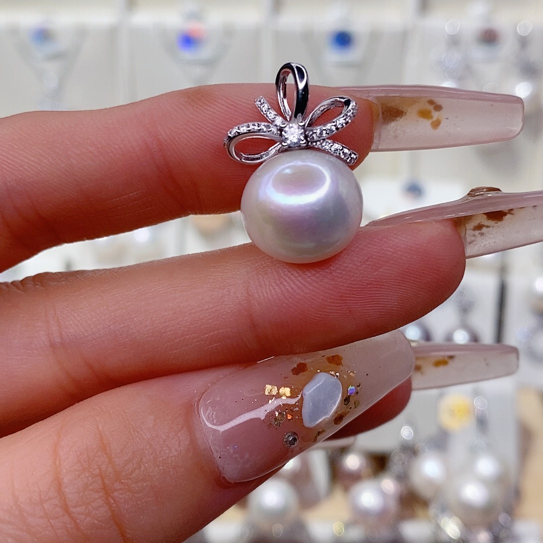 淡水珍珠银S925镶嵌吊坠(赠链)13➕