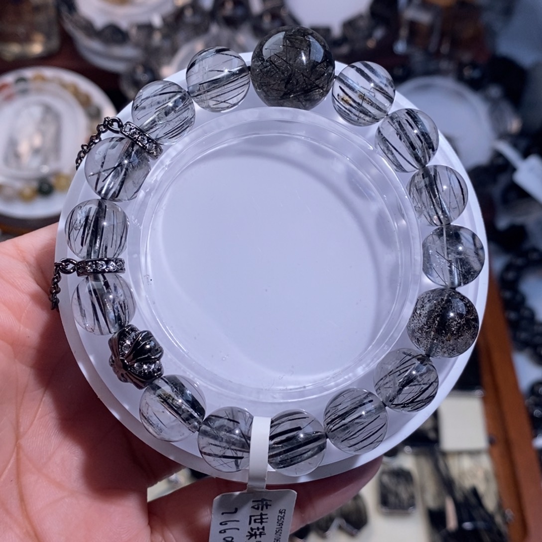 水晶未镶嵌手链黑发晶顺发11mm全透体设计款