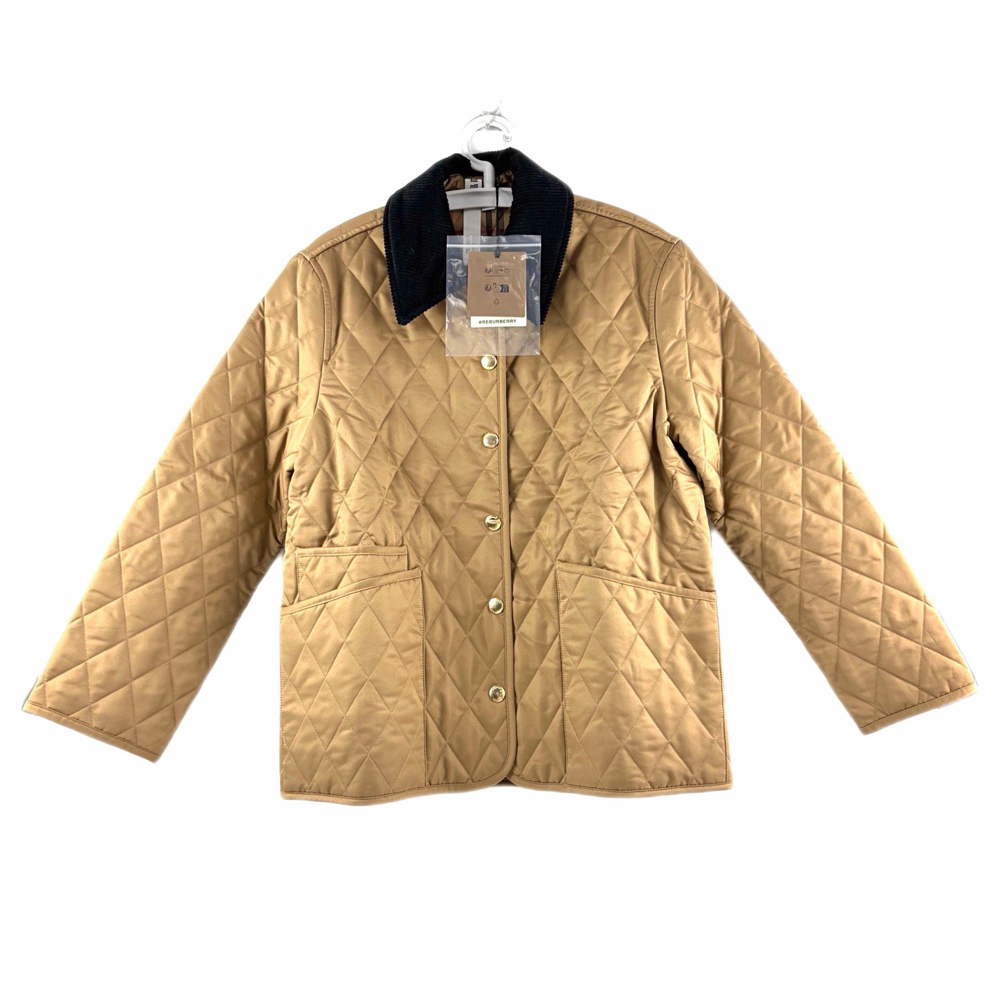 99新 BURBERRY/博柏利 s码 黄金棉服夹棉外套 全新带吊 sz0327