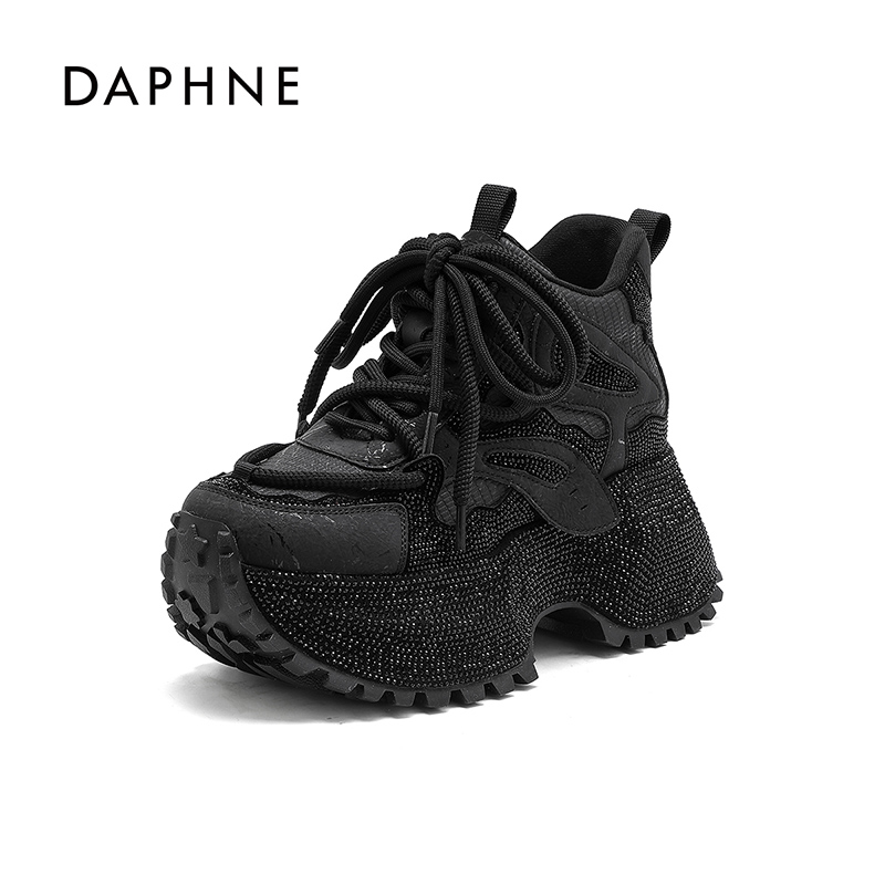 达芙妮内增高薄绒老爹鞋女2025秋冬款时尚保暖8CM休闲鞋防滑圆头L