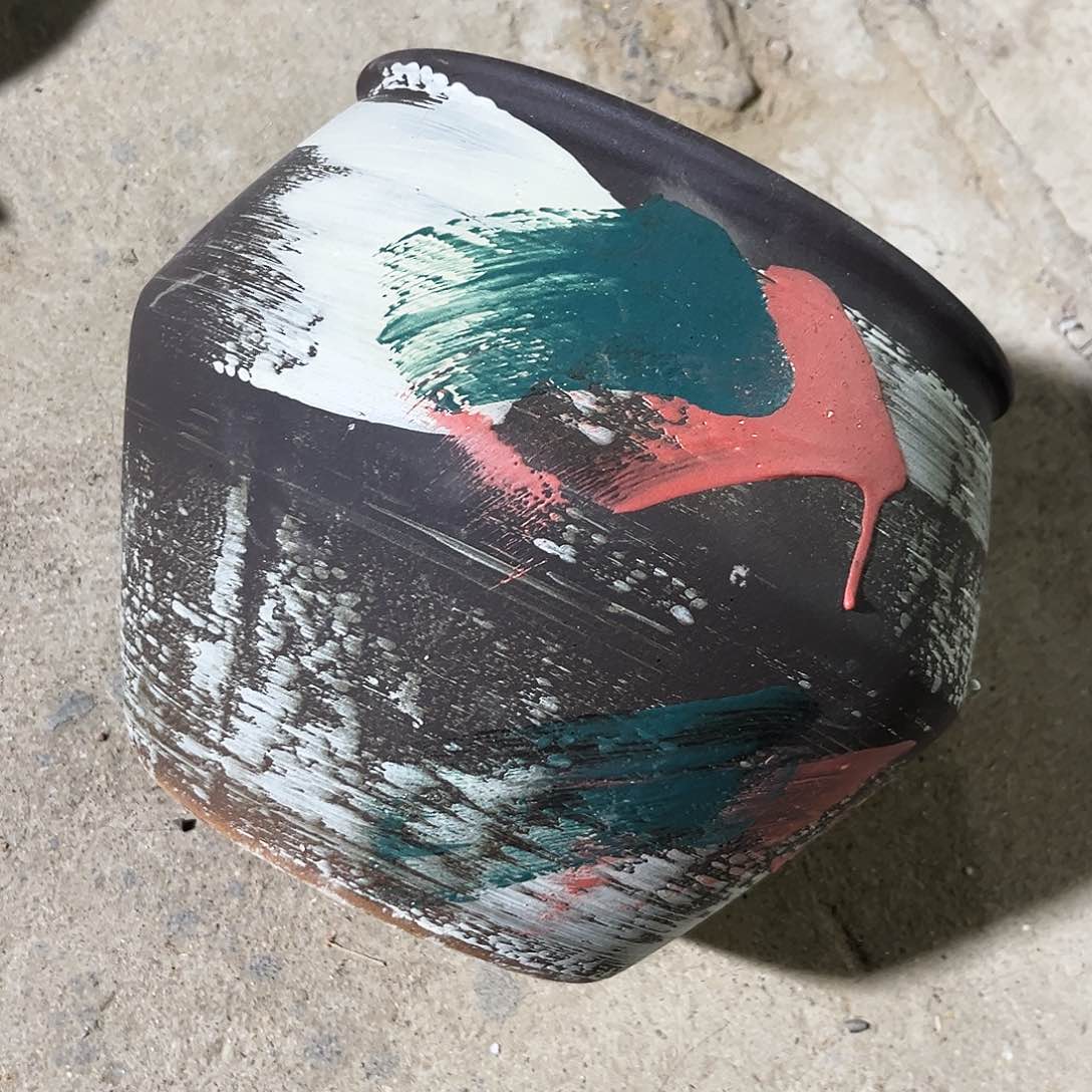 紫砂花盆里的小猫咪