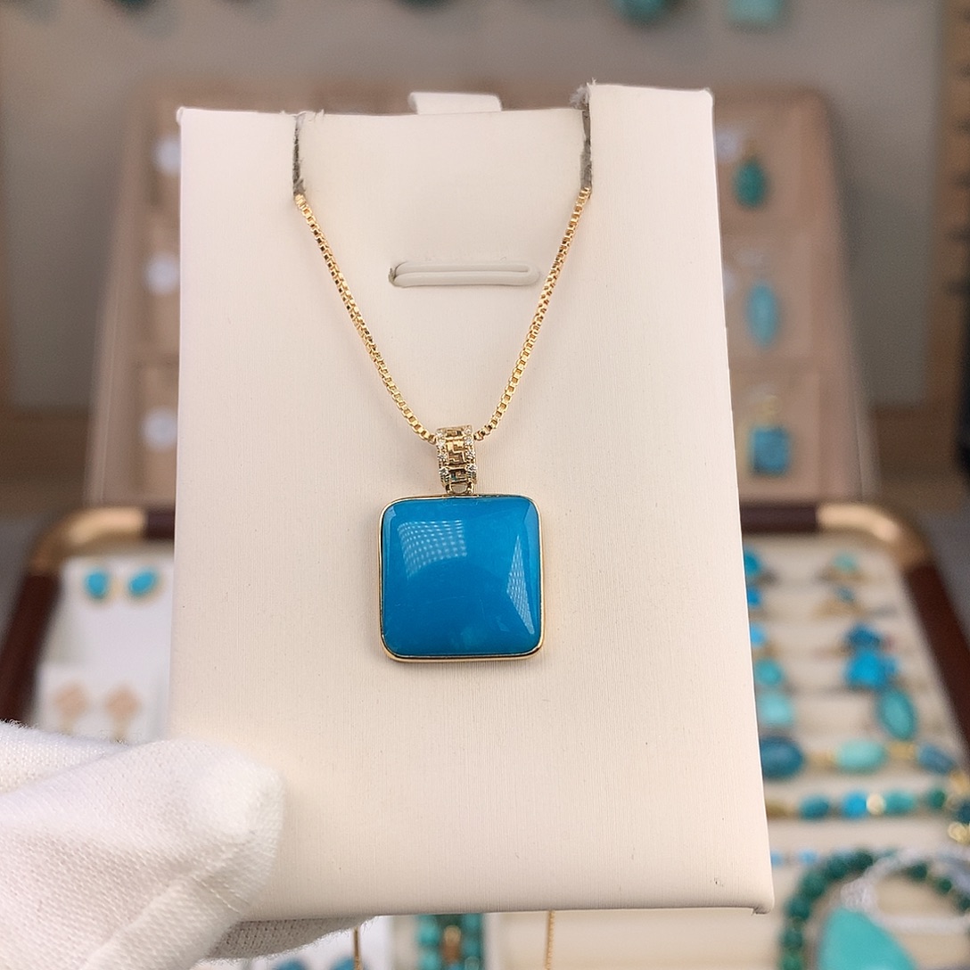 绿松石18K金镶嵌吊坠(不含链)