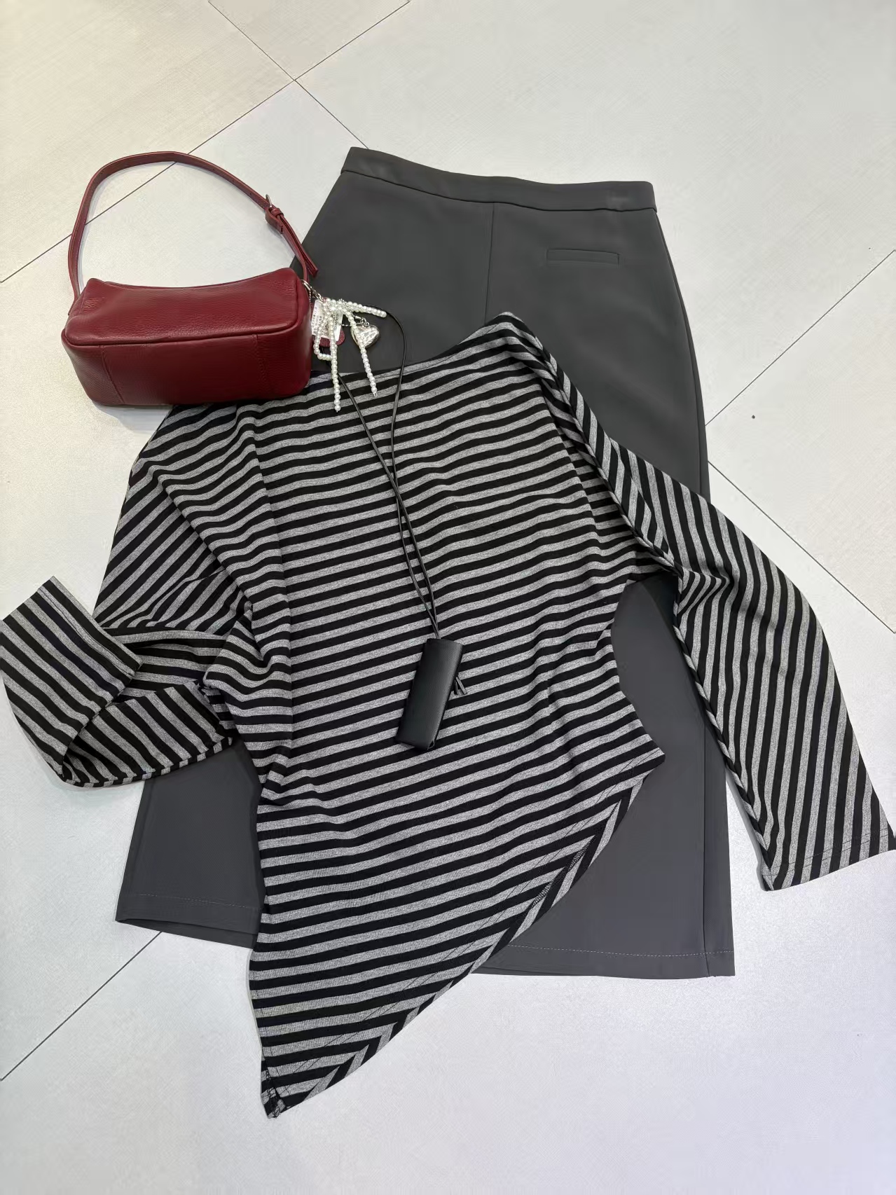 女装常规法式竖条纹长袖T恤春季撞色秋季拼色