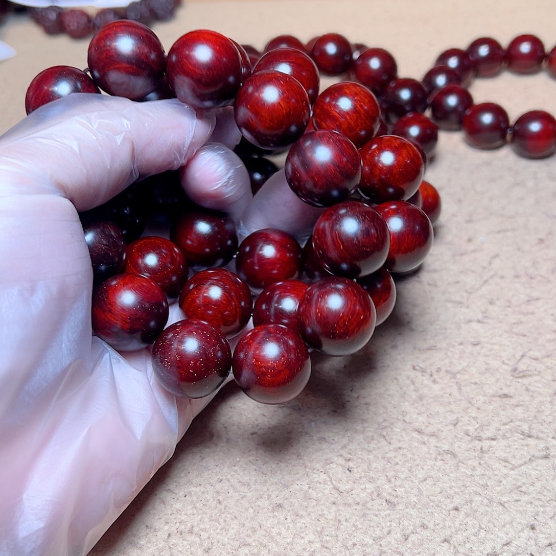 小叶紫檀手串/手链2.0黑飘红高油密金星头货