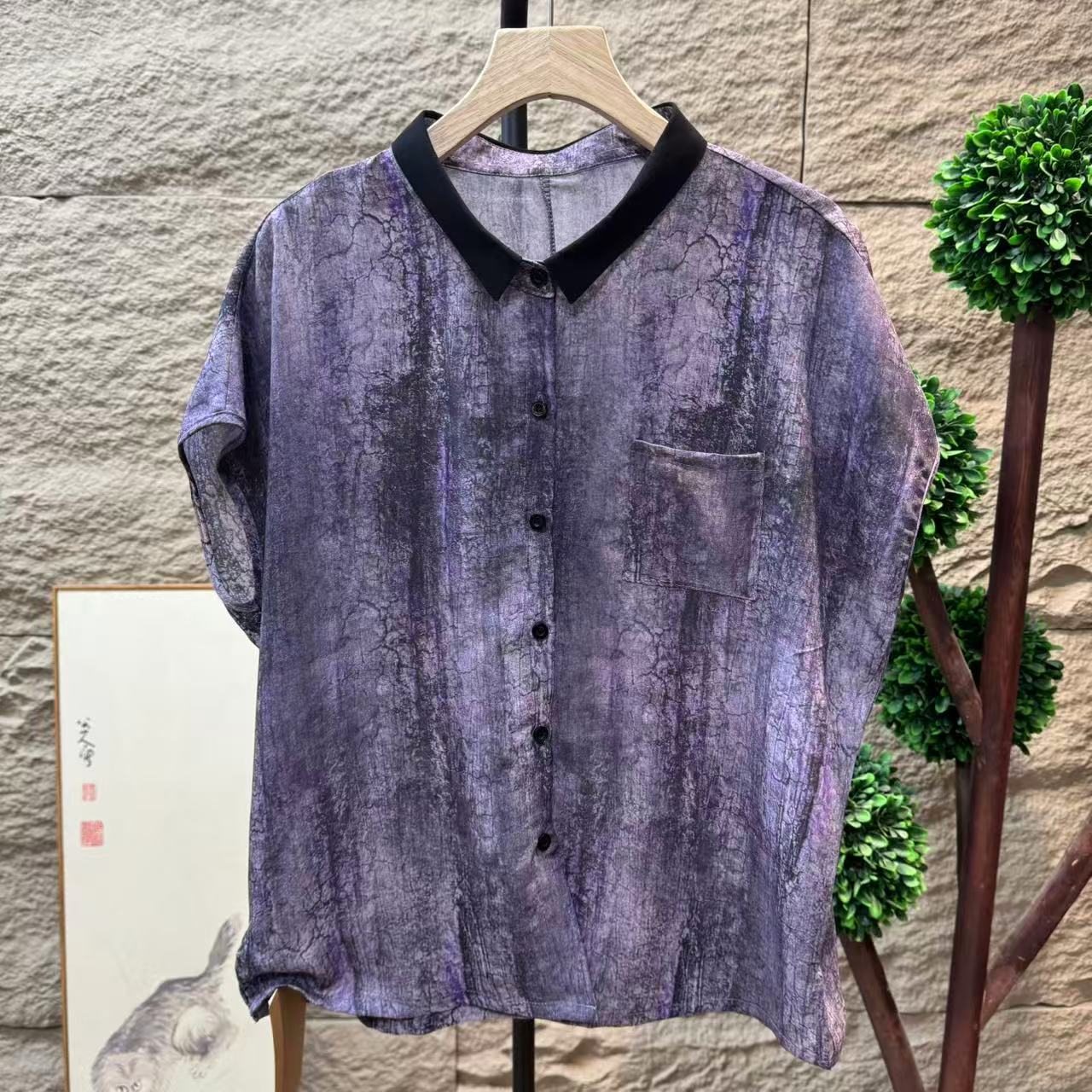 9642新款夏季优雅减龄气质碎花衬衫QZ