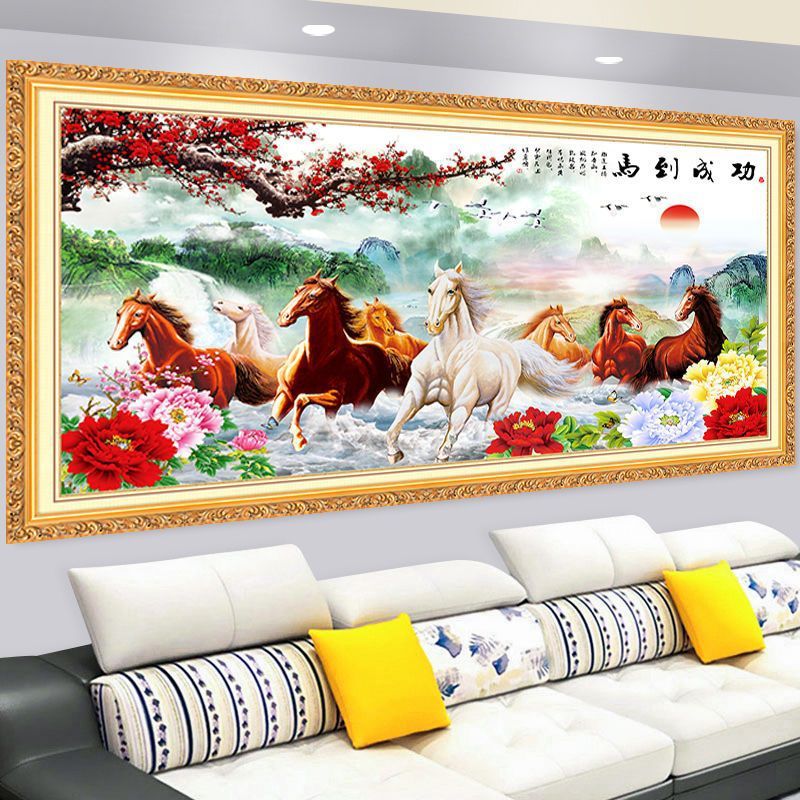马到成功2026年新款客厅沙发背景墙装饰画自粘墙贴纸3d立体壁画贴商品图