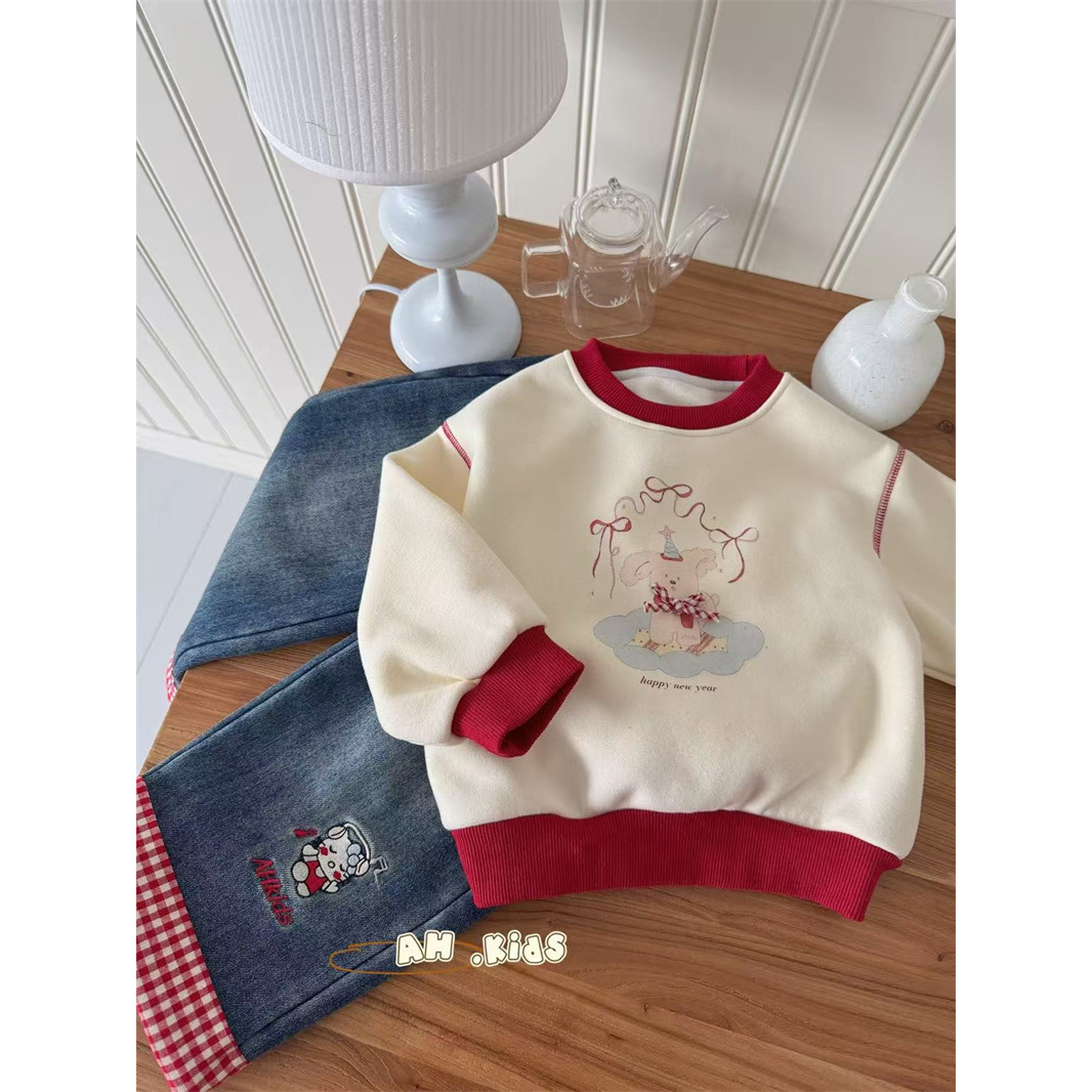 AH·25冬~撞色线加绒卫衣A98117（童装汉服）