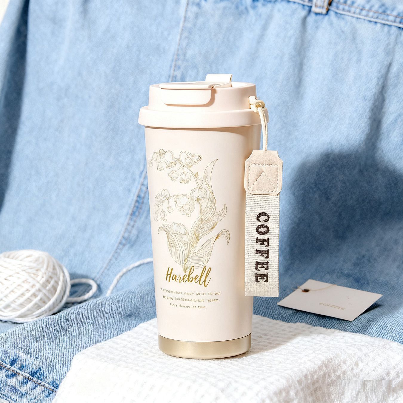 铃兰保温杯咖啡杯女生儿童新款高颜值吸管水杯双饮杯生日新年礼物