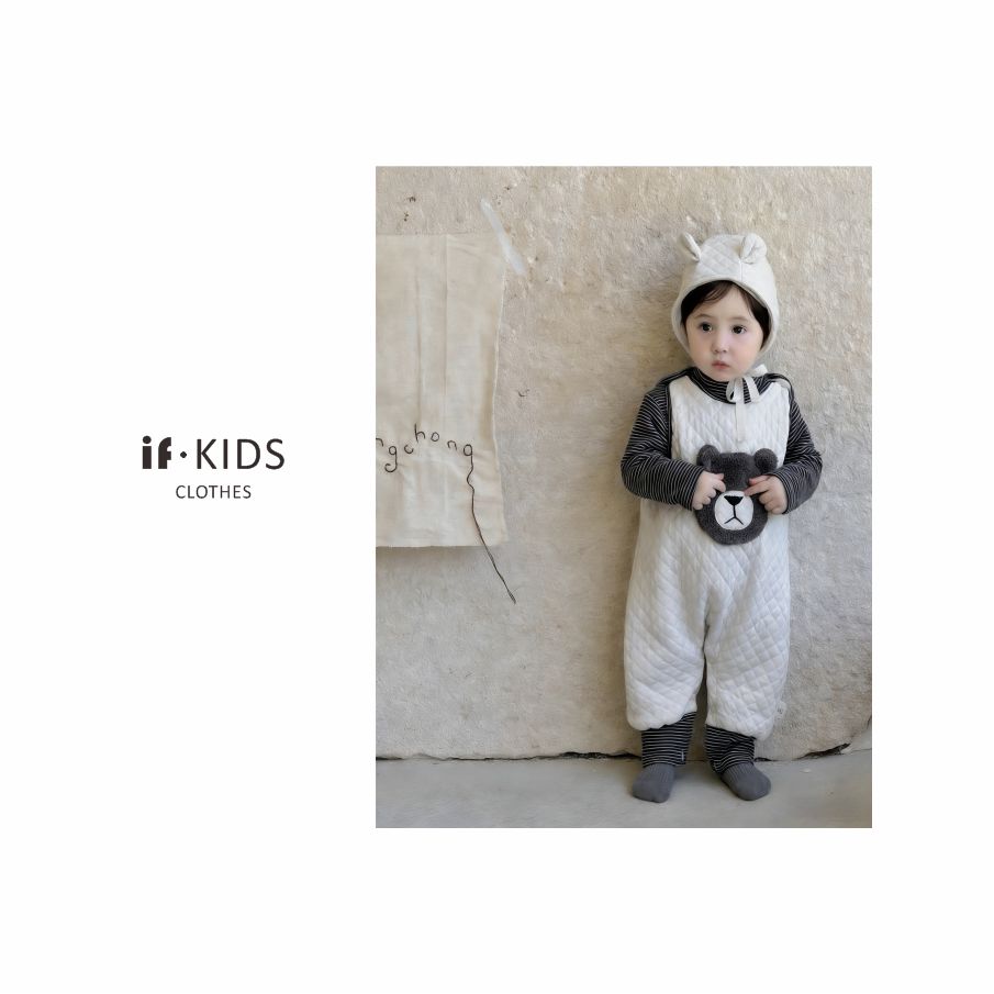 【IF高定】秋冬新款男女宝夹棉背带裤连体裤护耳帽加绒外出服套装