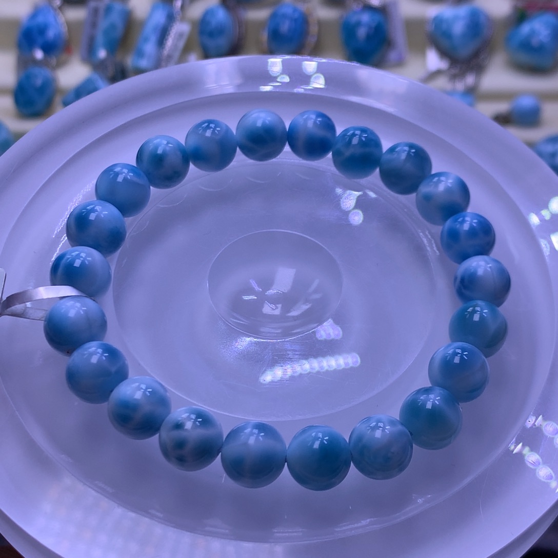 针钠钙石（海纹石）未镶嵌手串9+手串色差略异