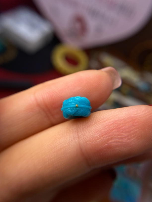 原矿天然绿松石羽毛卡珠