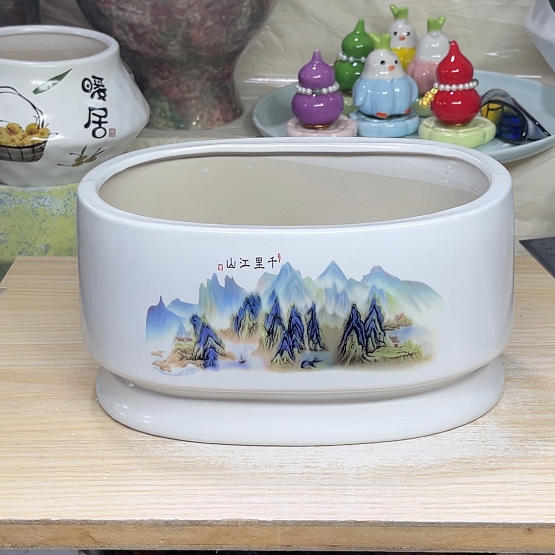 陶瓷绿植多肉微瑕花盆外口径：21*13*12