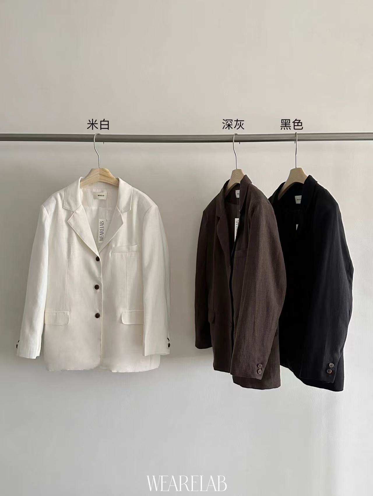 【小胖家】1575秋季宽松休闲麻料西装外套