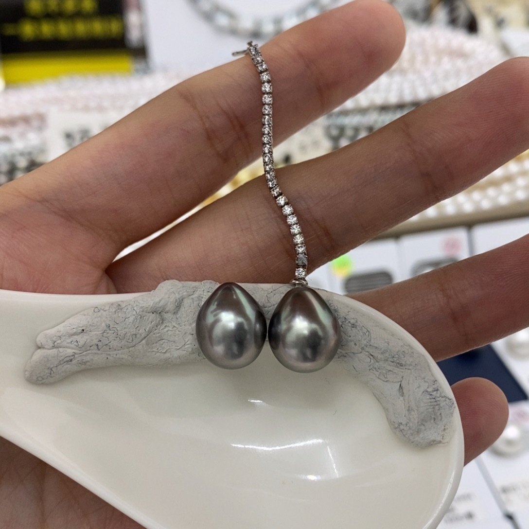 海水珍珠裸珠未镶嵌大溪地铂金灰10-11不含配件