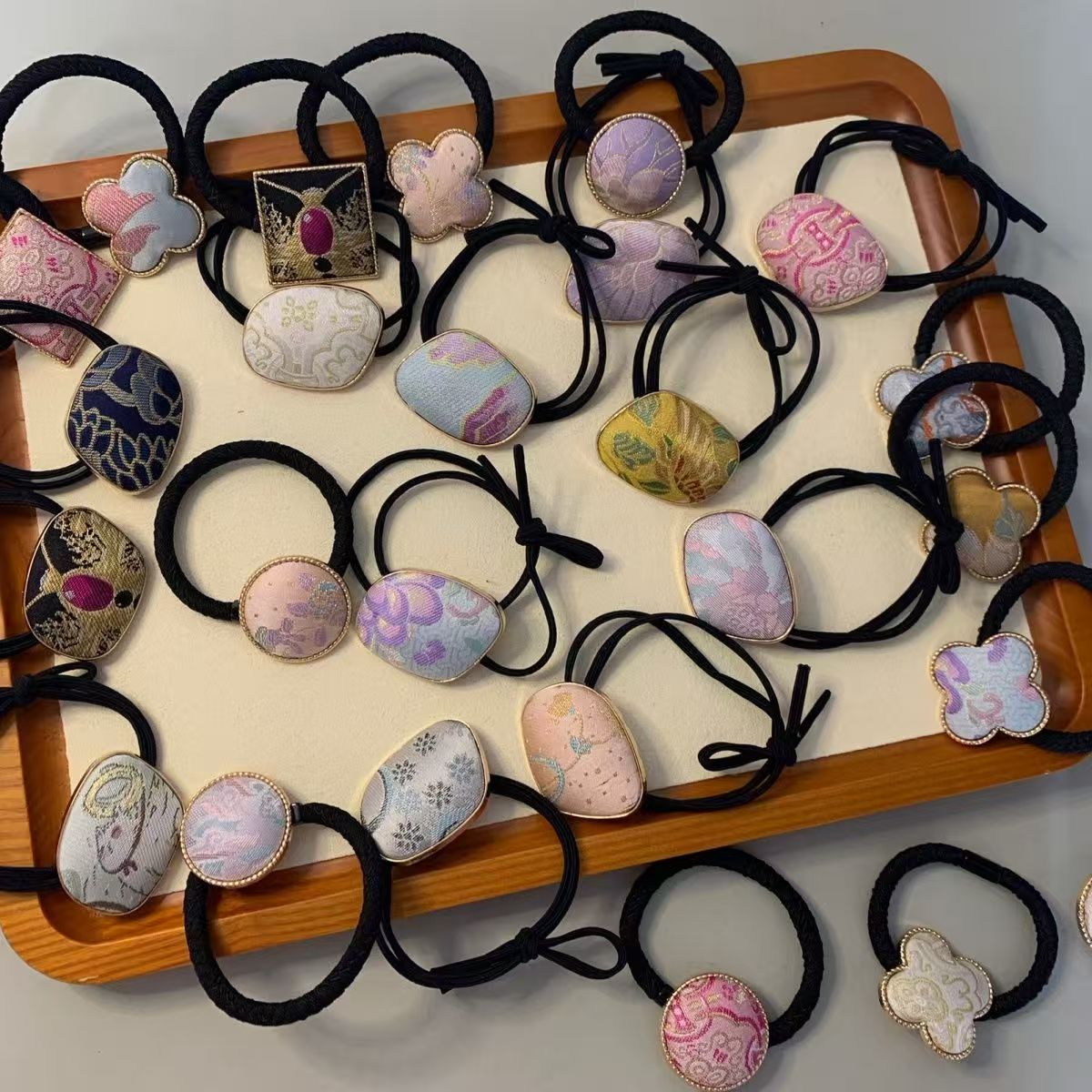 原创纯手工DIY宋锦头饰（头绳）