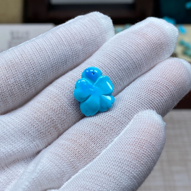 原矿绿松石特色玻璃瓷雕刻花