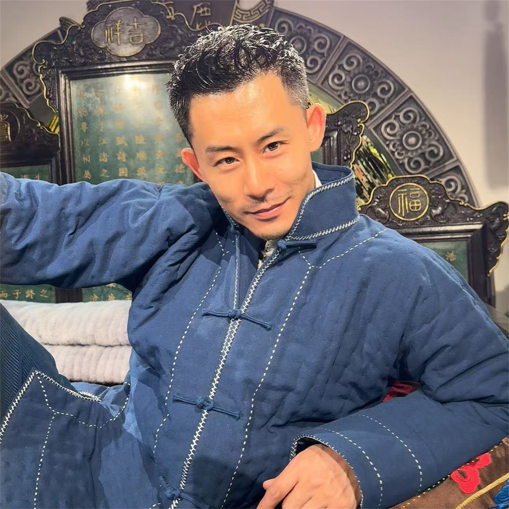 《深夜裁缝店》荣誉出品年轮系列靛蓝植物染色气质百搭棉袄