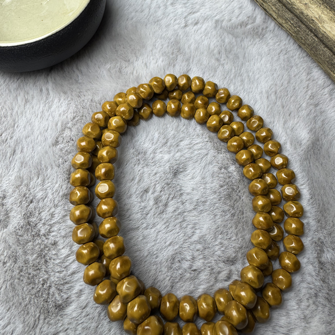 紫金鼠纯手工纯肉鼠尖料6.8mm奶酪无相108脖挂长串文玩