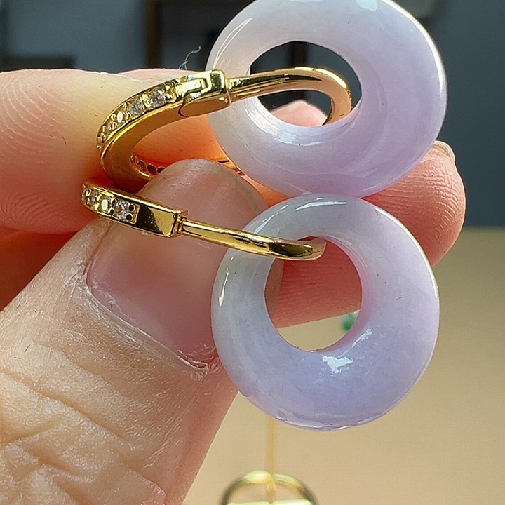 翡翠耳饰银S925镶嵌耳饰