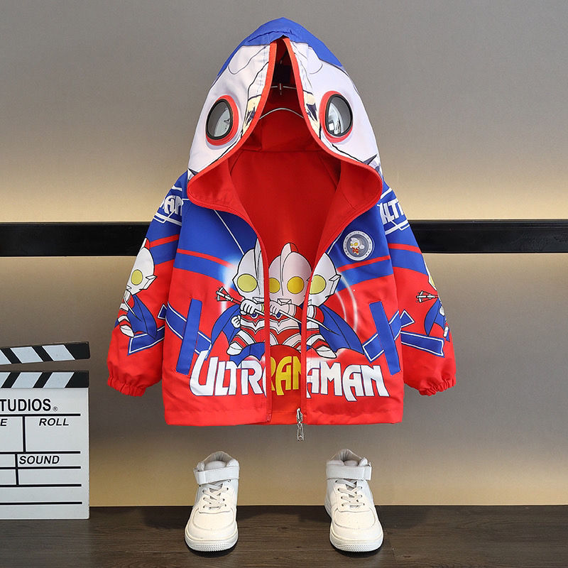 奥特曼衣服2025春季新款拉链衫连帽外套童装男孩帅气洋气春秋款