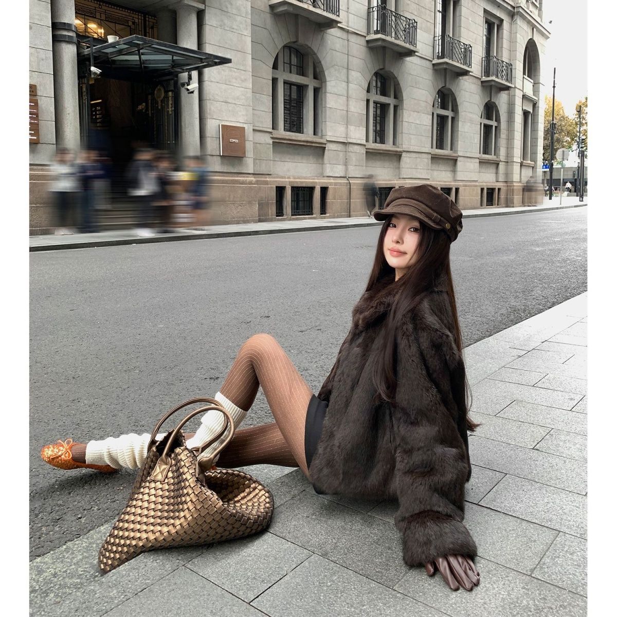 上东老钱风复古兔毛外套皮毛一体短款高级感2025秋冬新款小个子暖