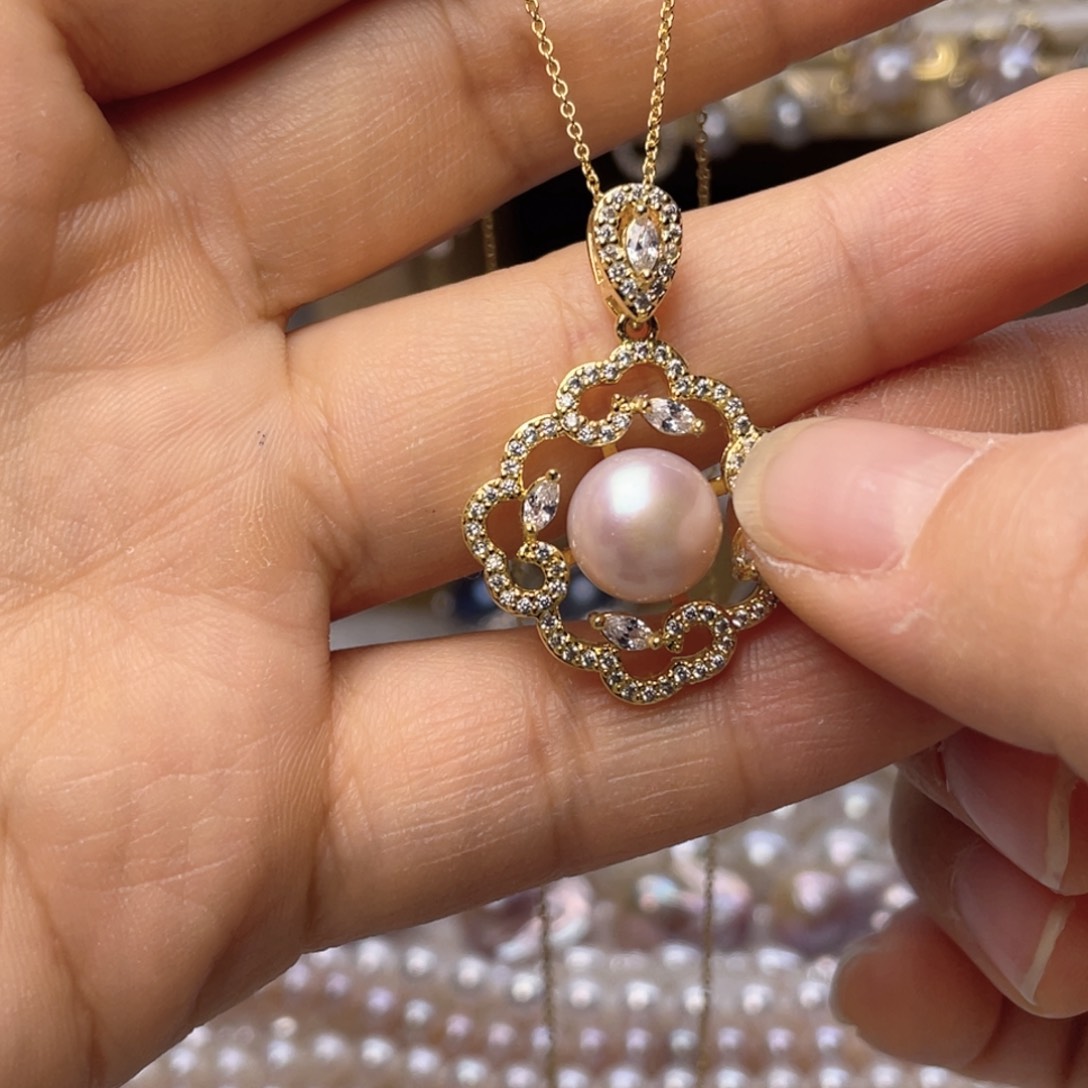 银S925镶嵌珍珠首饰淡水珍珠