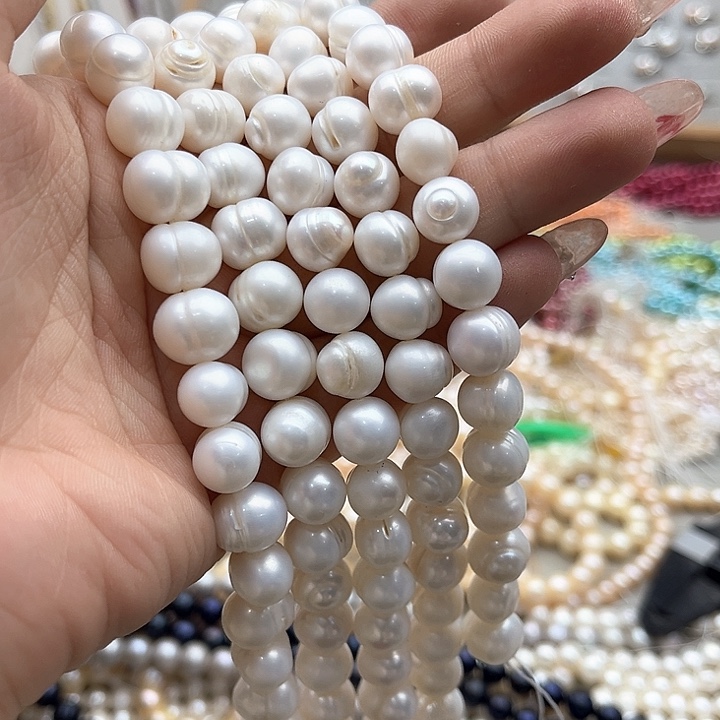 玛瑙/玉髓珠宝半成品未镶嵌一条10mm左右螺纹珍珠