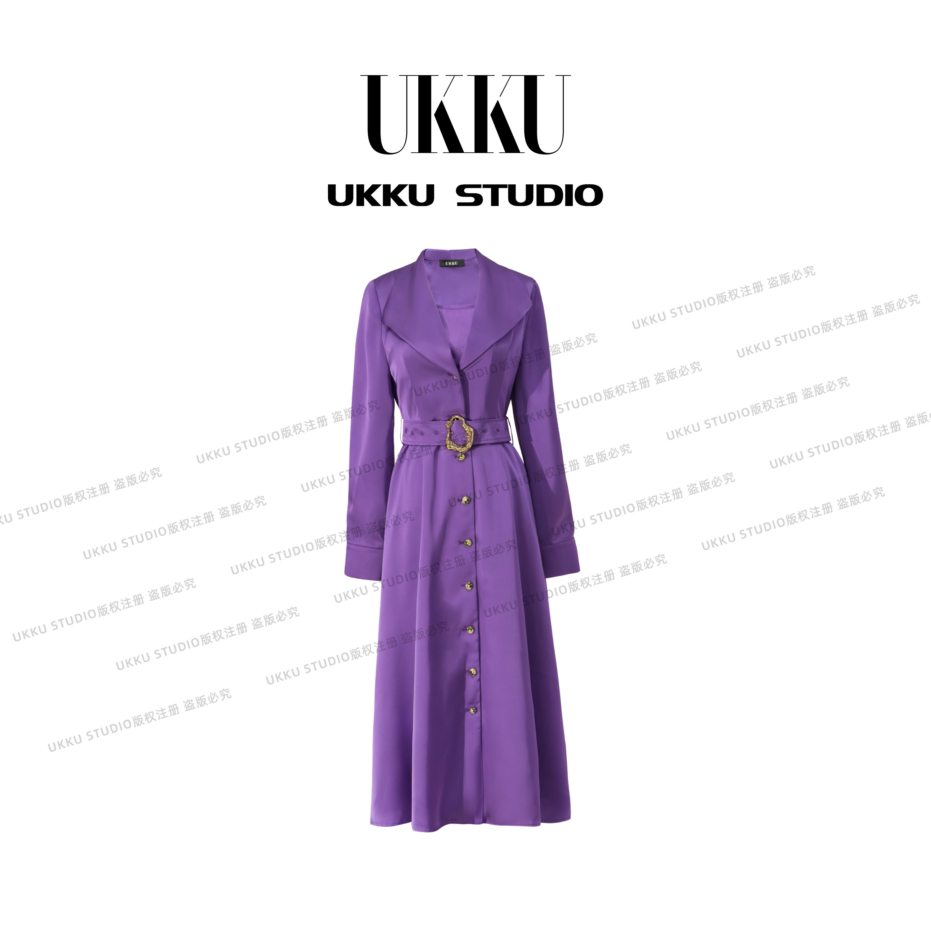 大美【UKKUSTUDIO】2025收腰减龄显白收腰显瘦女装风衣连衣裙314656